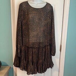 Elegant Long Sleeve Shear Dress with ruffles